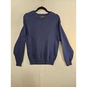 Eddie Bauer Mens Small Petite‎ Blue Cotton Knit Crew Neck Sweater Classic #1654